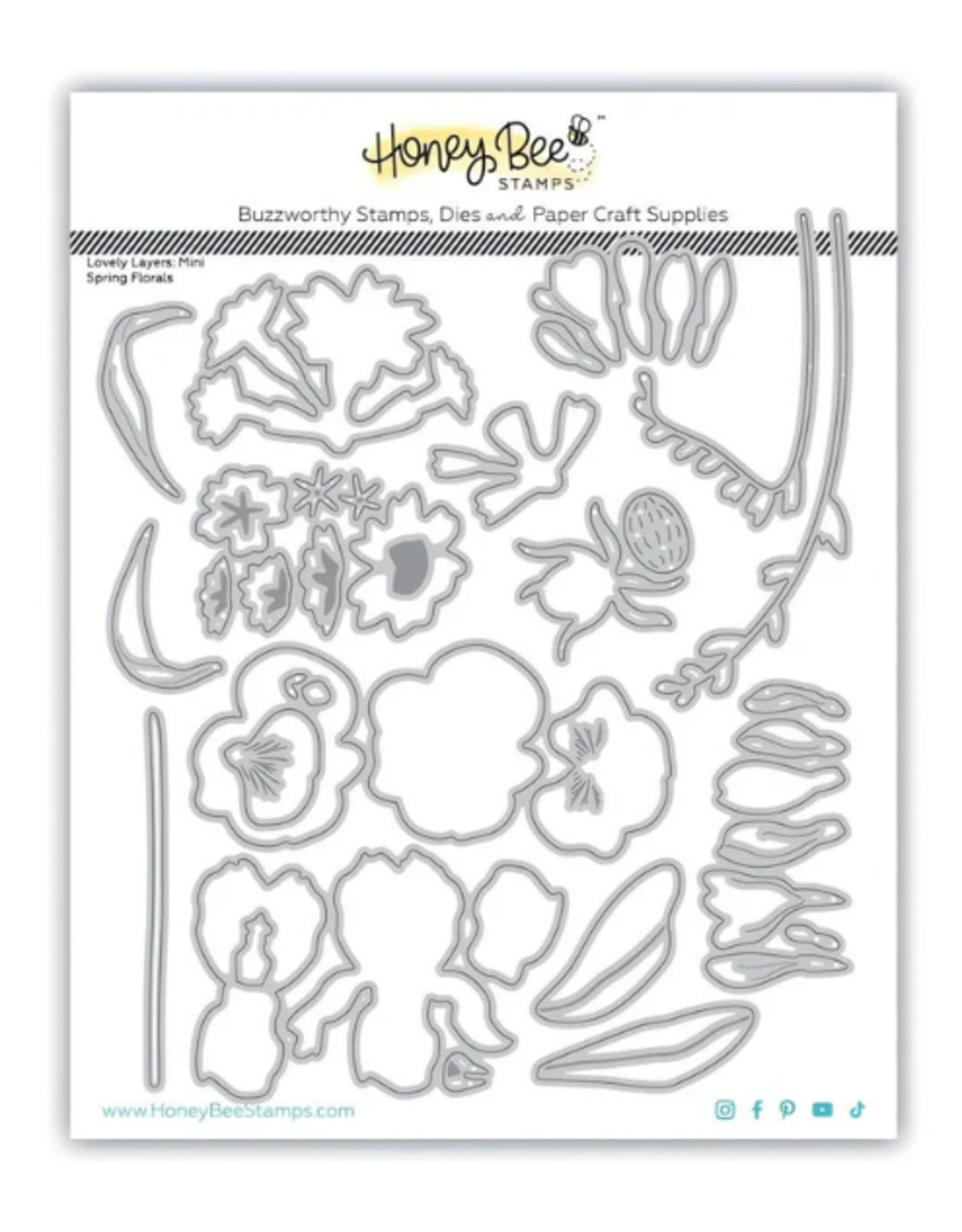 HONEY BEE HONEY BEE STAMPS LOVELY LAYERS: MINI SPRING FLORALS DIE SET