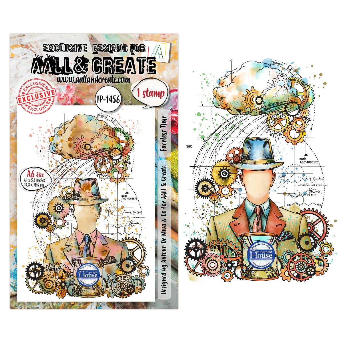AALL & CREATE AALL & CREATE AUTOUR DE MWA #1456 FACELESS TIME A6 CLEAR STAMP SET