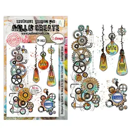 AALL & CREATE AALL & CREATE AUTOUR DE MWA #1457 GEARLIGHT GLOW A6 CLEAR STAMP SET
