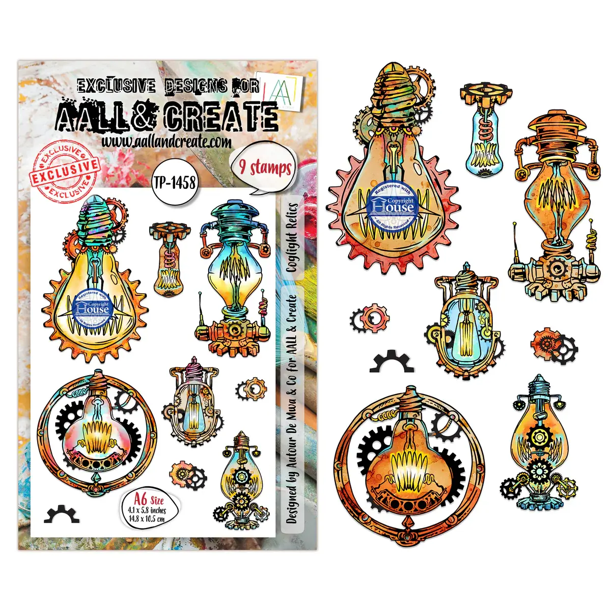 AALL & CREATE AALL & CREATE AUTOUR DE MWA #1458 COGLIGHT RELICS A6 CLEAR STAMP SET