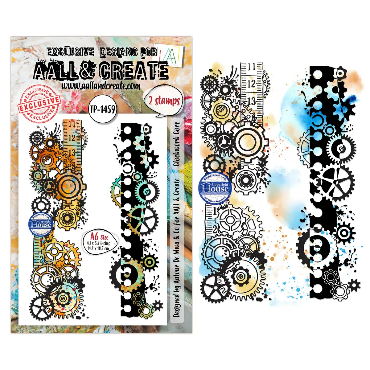 AALL & CREATE AALL & CREATE AUTOUR DE MWA #1459 CLOCKWORK CORE A6 CLEAR STAMP SET