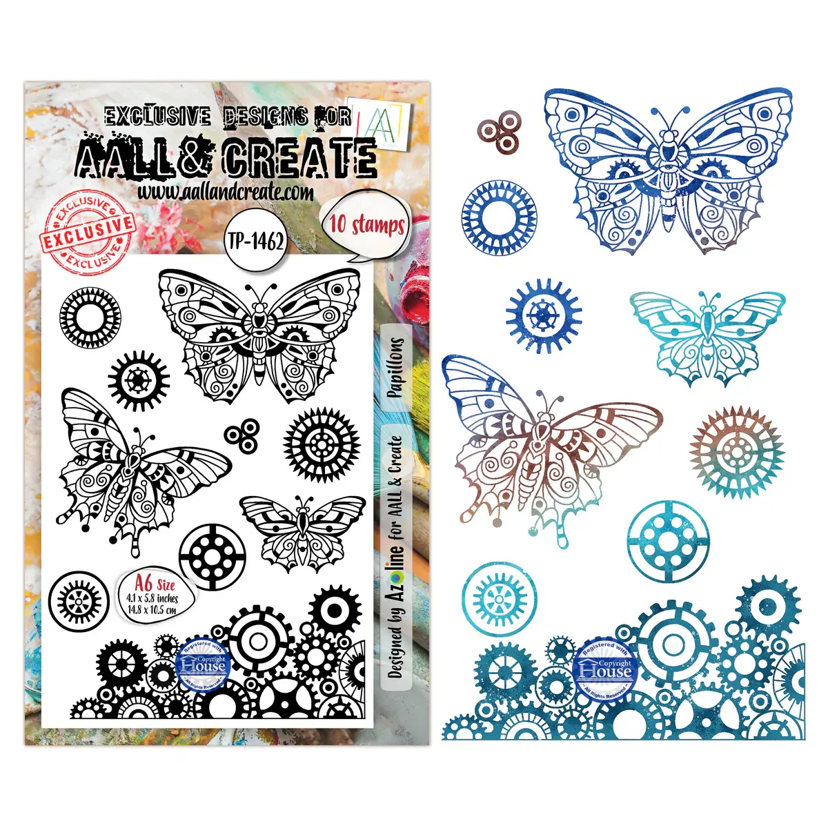 AALL & CREATE AALL & CREATE AZ LINE #1462 PAPILLONS A6 CLEAR STAMP SET