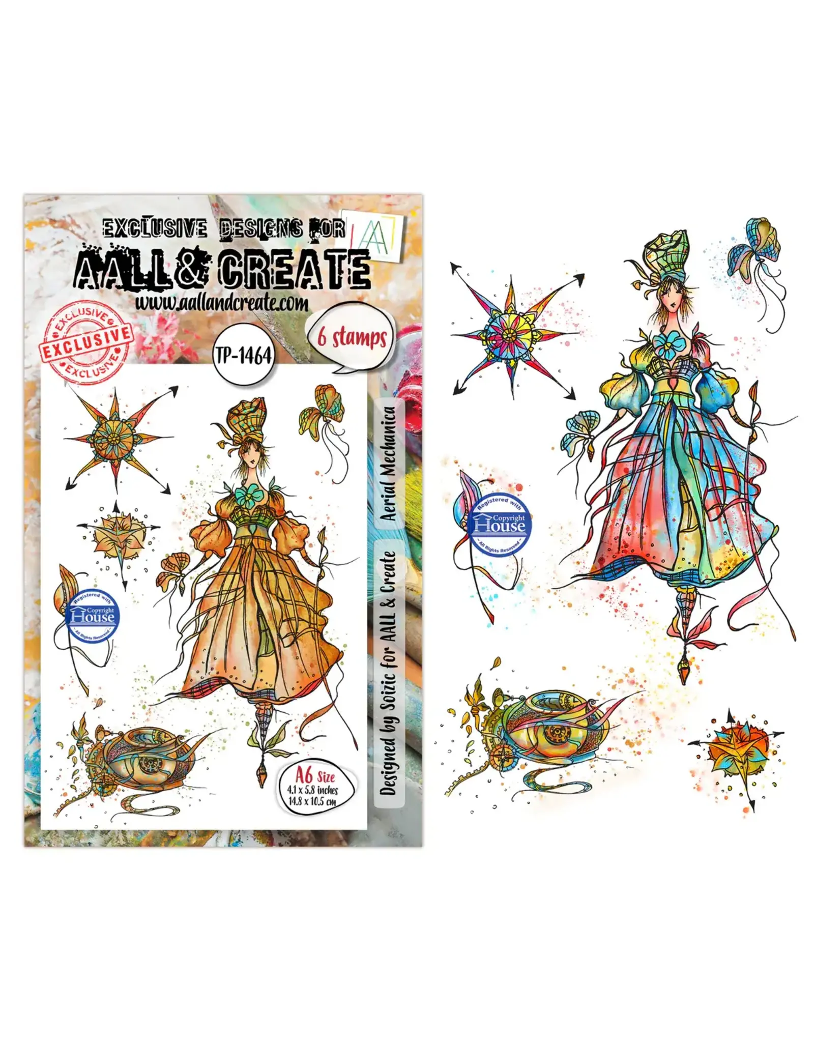 AALL & CREATE AALL & CREATE SOIZIC #1464 AERIAL MECHANICA A6 CLEAR STAMP SET
