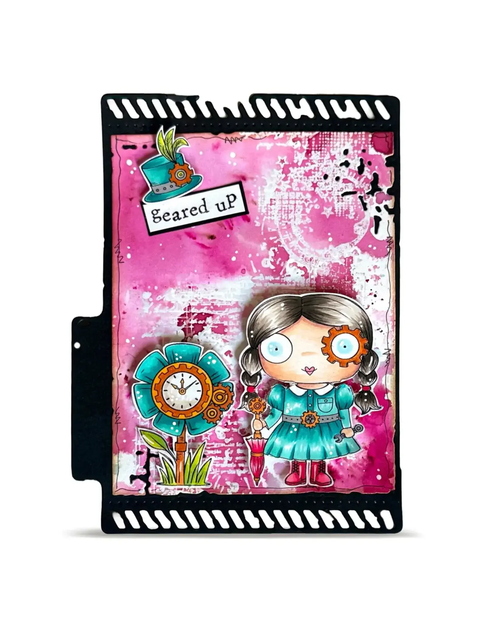 AALL & CREATE AALL & CREATE JANET KLEIN #1371 GEAR GIRL A7 CLEAR STAMP SET