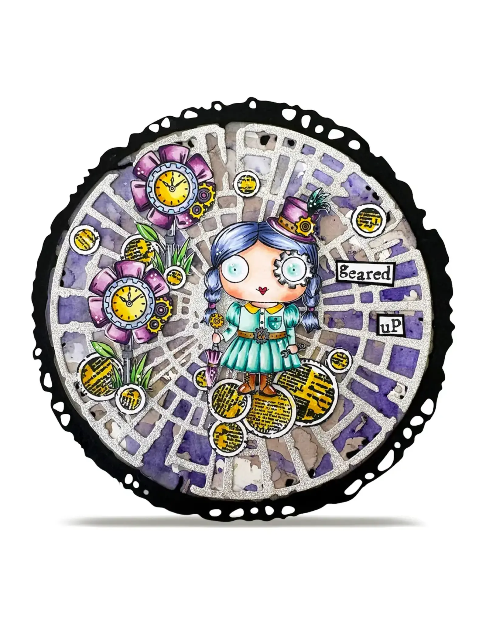 AALL & CREATE AALL & CREATE JANET KLEIN #1371 GEAR GIRL A7 CLEAR STAMP SET