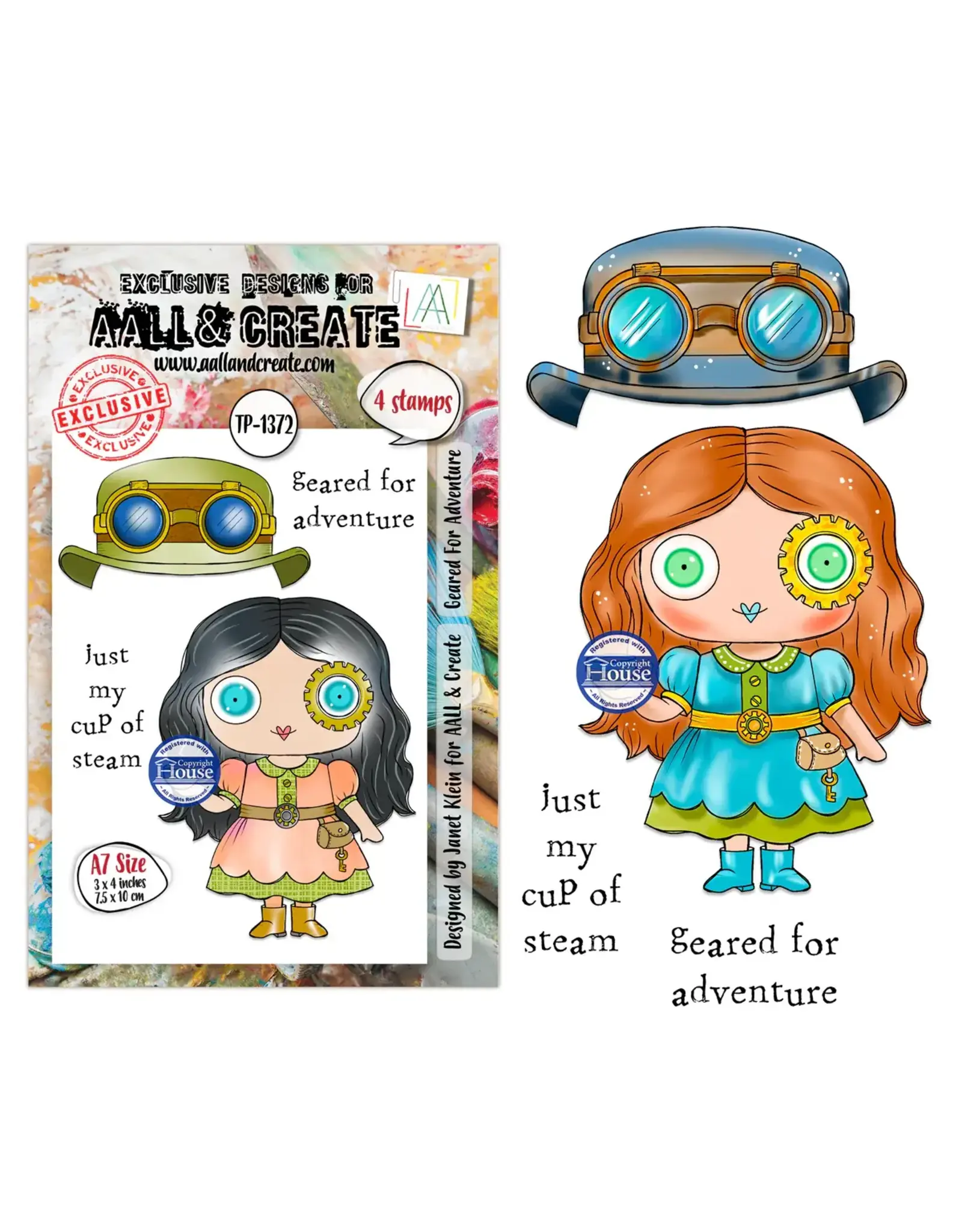 AALL & CREATE AALL & CREATE JANET KLEIN #1372 GEARED FOR ADVENTURE A7 CLEAR STAMP SET