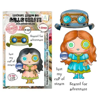 AALL & CREATE AALL & CREATE JANET KLEIN #1372 GEARED FOR ADVENTURE A7 CLEAR STAMP SET