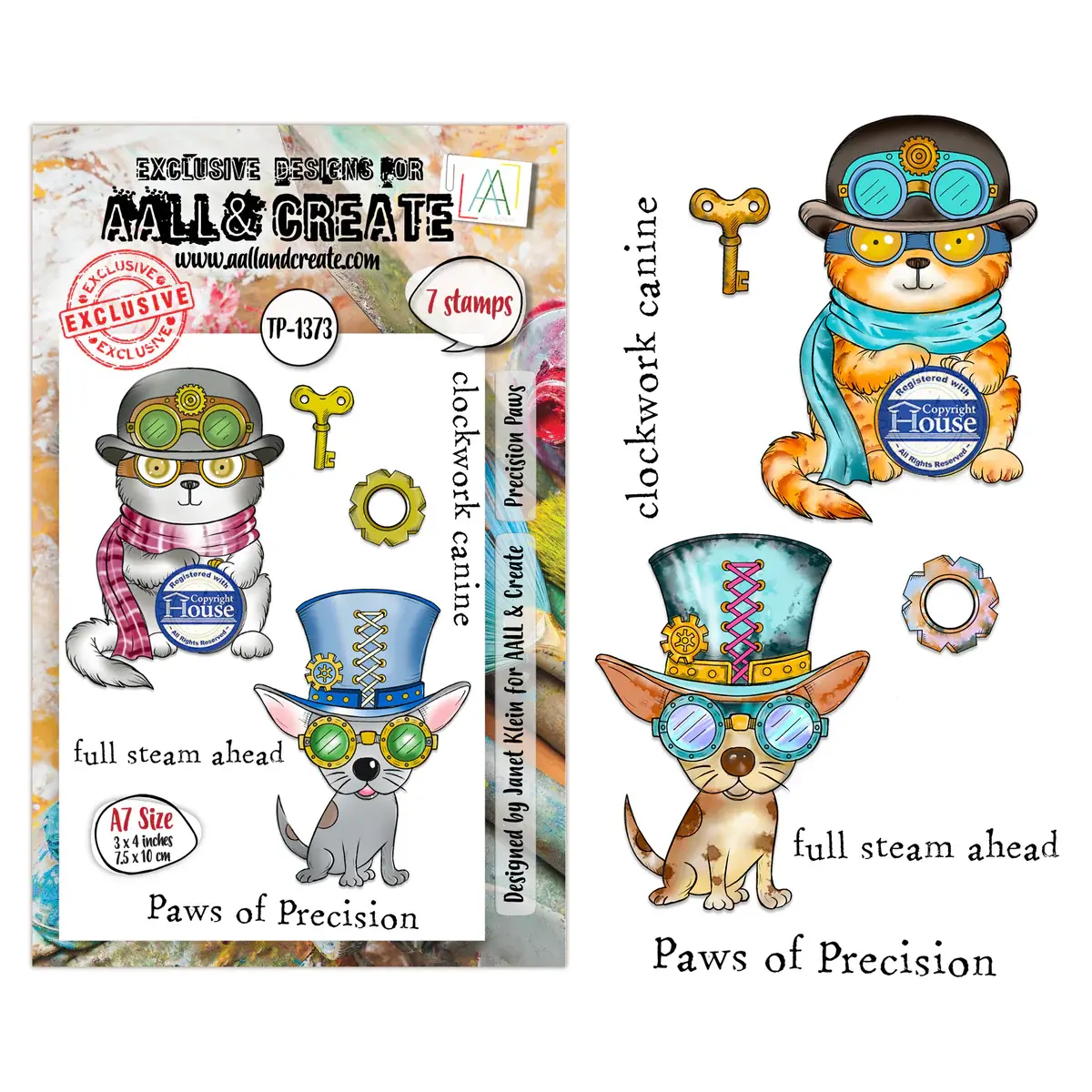 AALL & CREATE AALL & CREATE JANET KLEIN #1373 PRECISION PAWS A7 CLEAR STAMP SET
