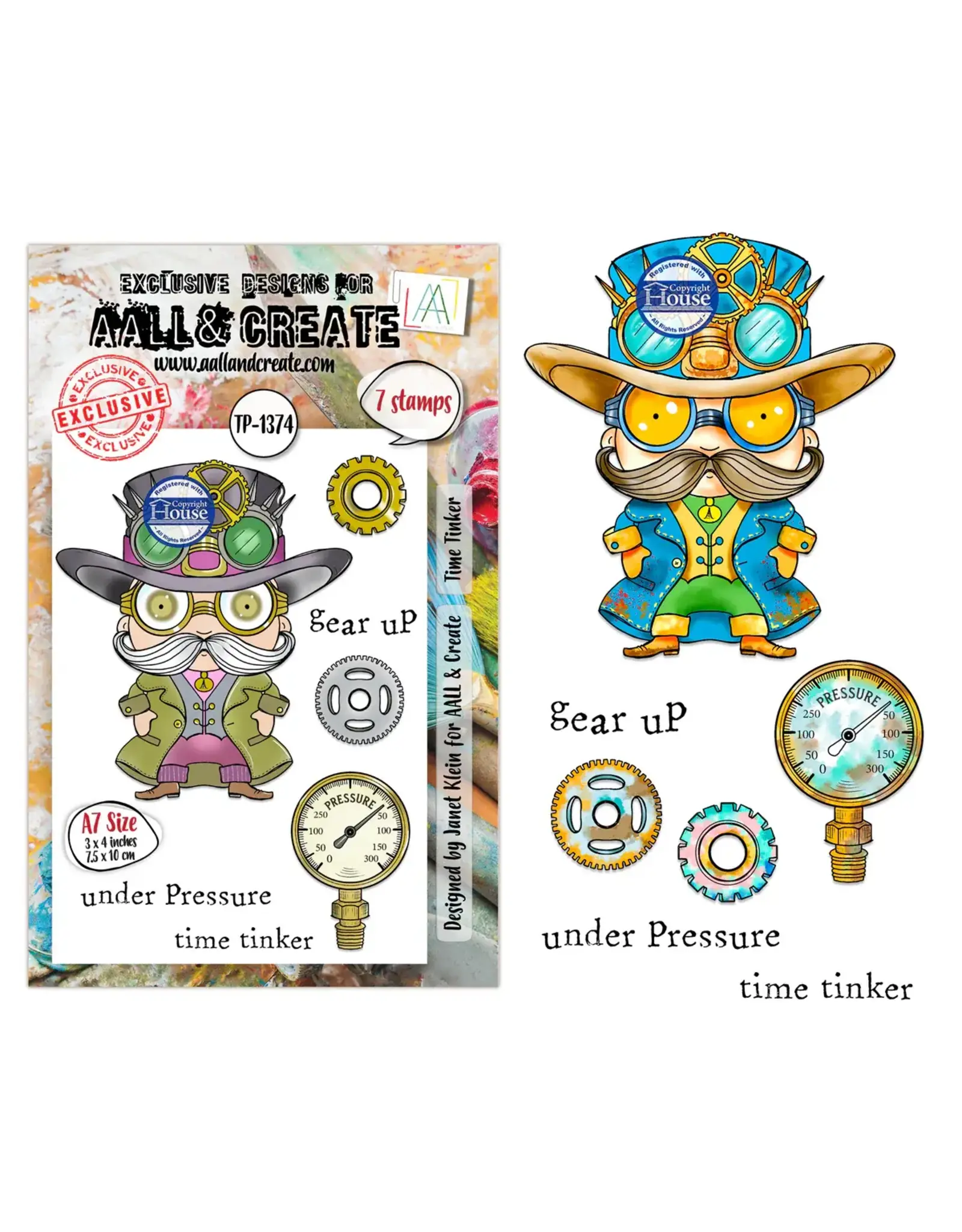 AALL & CREATE AALL & CREATE JANET KLEIN #1374 TIME TINKER A7 CLEAR STAMP SET