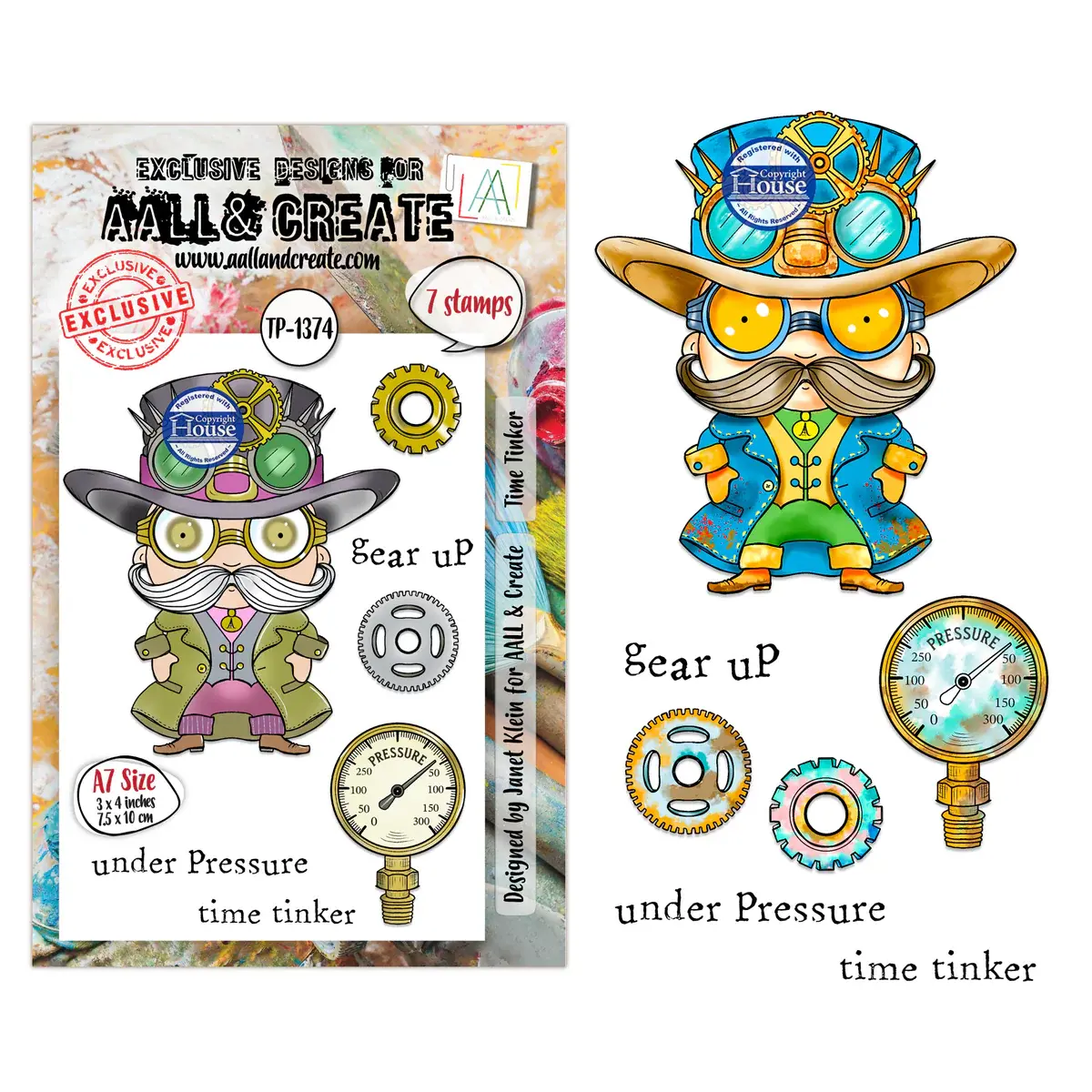 AALL & CREATE AALL & CREATE JANET KLEIN #1374 TIME TINKER A7 CLEAR STAMP SET