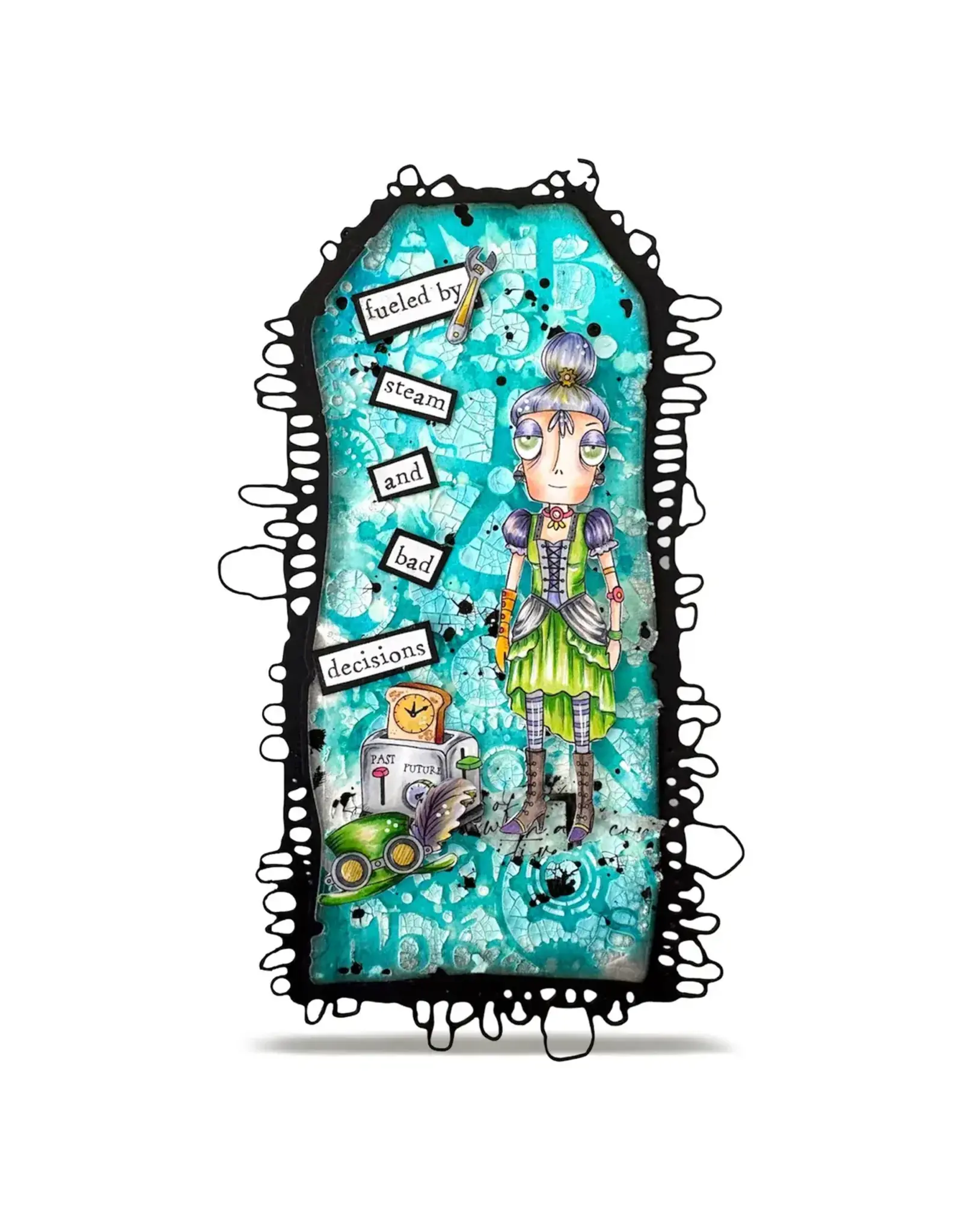 AALL & CREATE AALL & CREATE JANET KLEIN #1375 STEAMING DEE A7 CLEAR STAMP SET