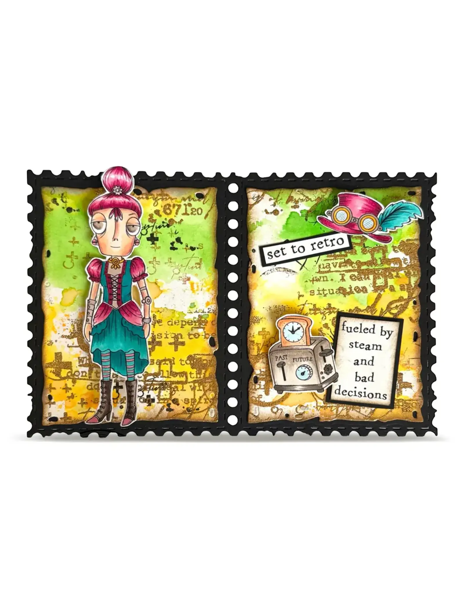 AALL & CREATE AALL & CREATE JANET KLEIN #1375 STEAMING DEE A7 CLEAR STAMP SET