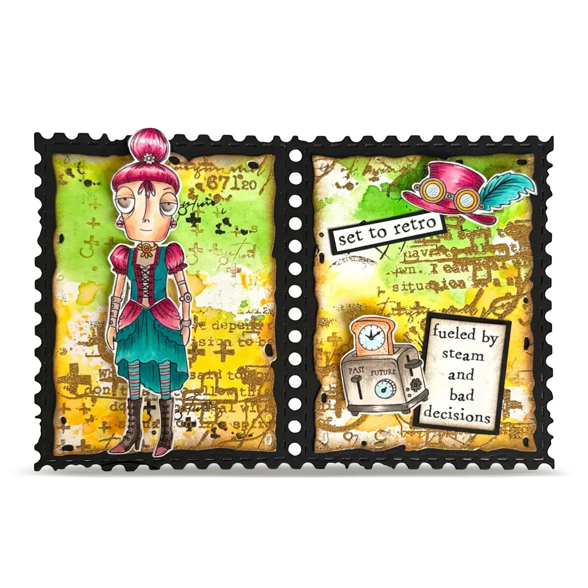 AALL & CREATE AALL & CREATE JANET KLEIN #1375 STEAMING DEE A7 CLEAR STAMP SET