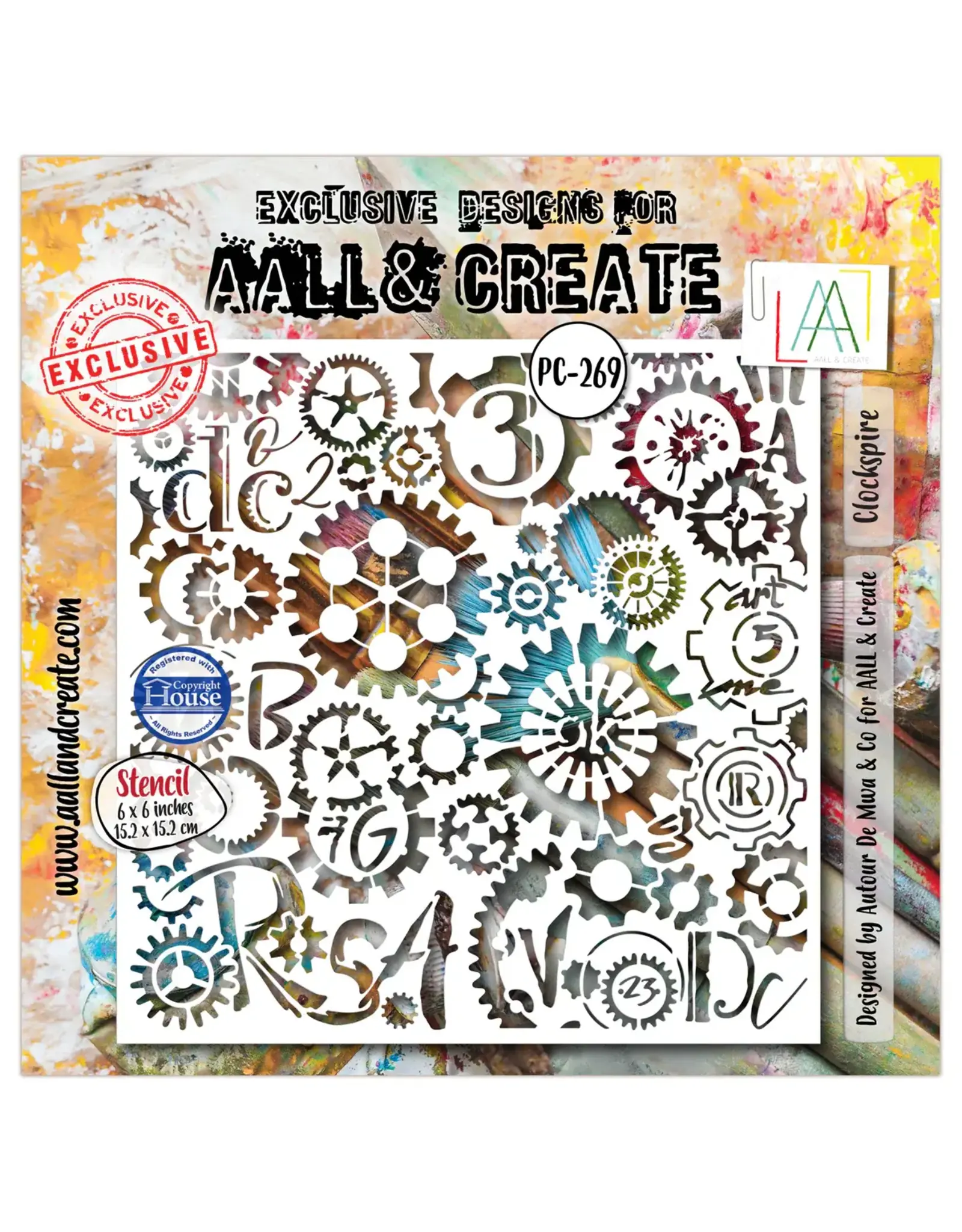 AALL & CREATE AALL & CREATE AUTOUR DE MWA #269 CLOCKSPIRE 6X6 STENCIL