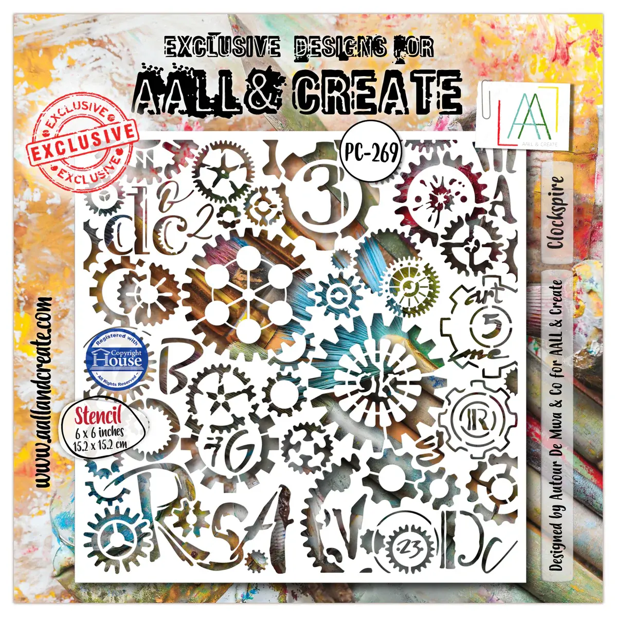 AALL & CREATE AALL & CREATE AUTOUR DE MWA #269 CLOCKSPIRE 6X6 STENCIL