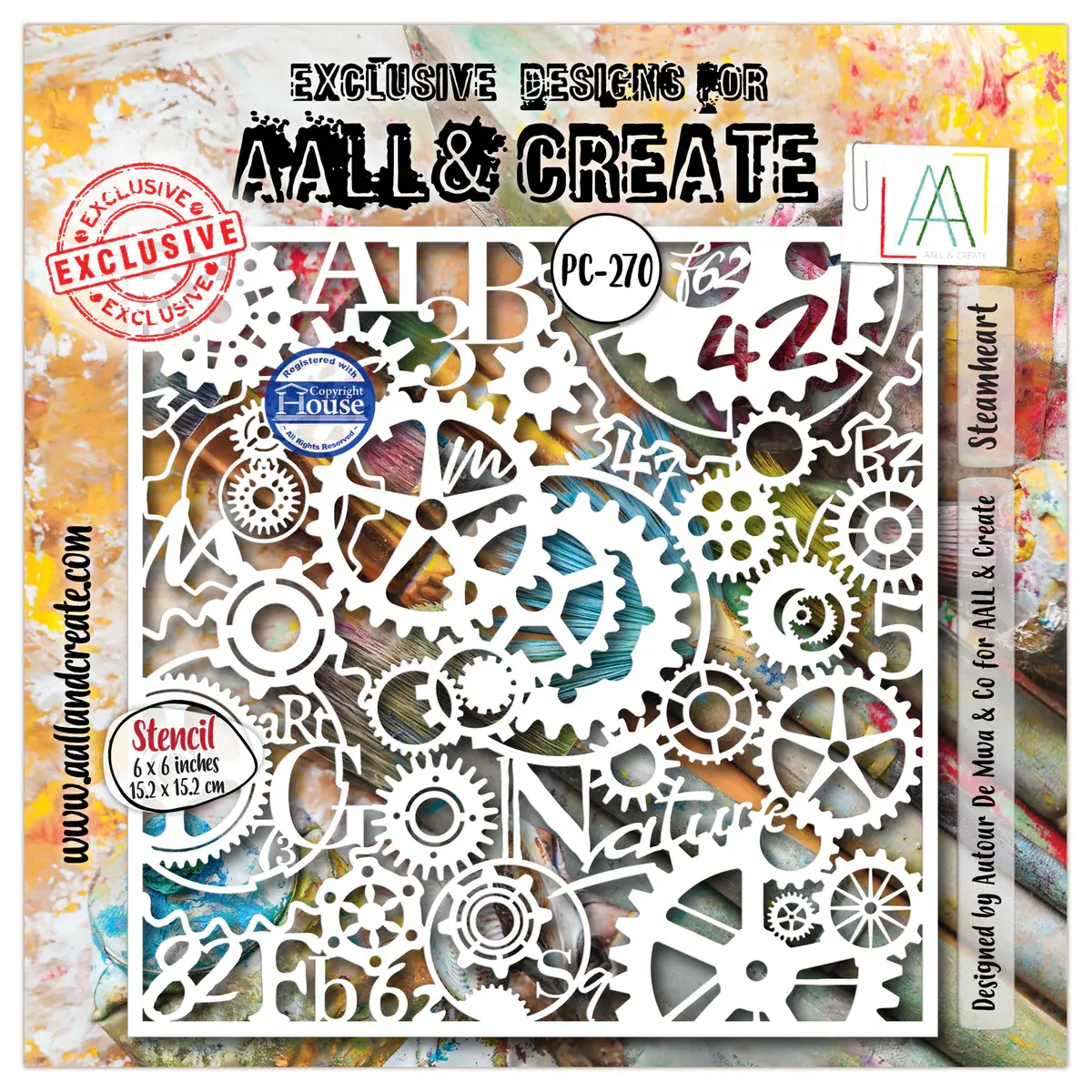 AALL & CREATE AALL & CREATE AUTOUR DE MWA #270 STEAMHEART 6X6 STENCIL