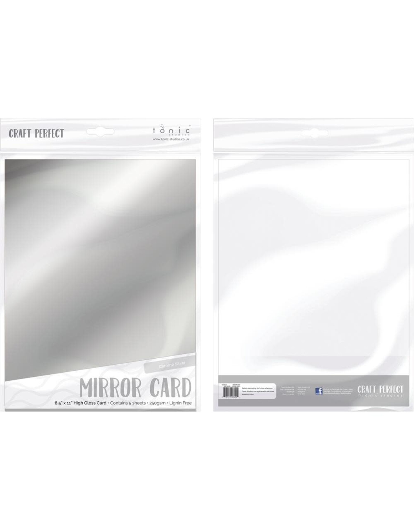 TONIC TONIC STUDIOS MIRROR CARD CHROME SILVER 8.5X11 5 PK