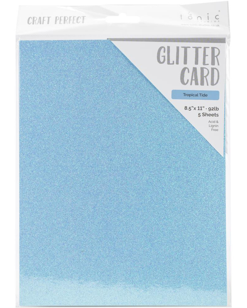 TONIC TONIC STUDIOS GLITTER CARD TROPICAL TIDE 8.5X11 5PK