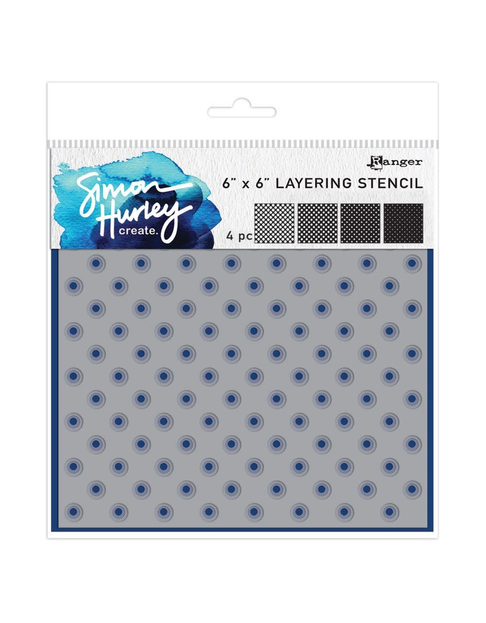 RANGER RANGER SIMON HURLEY POLKA DOTS 6x6 LAYERING STENCIL SET