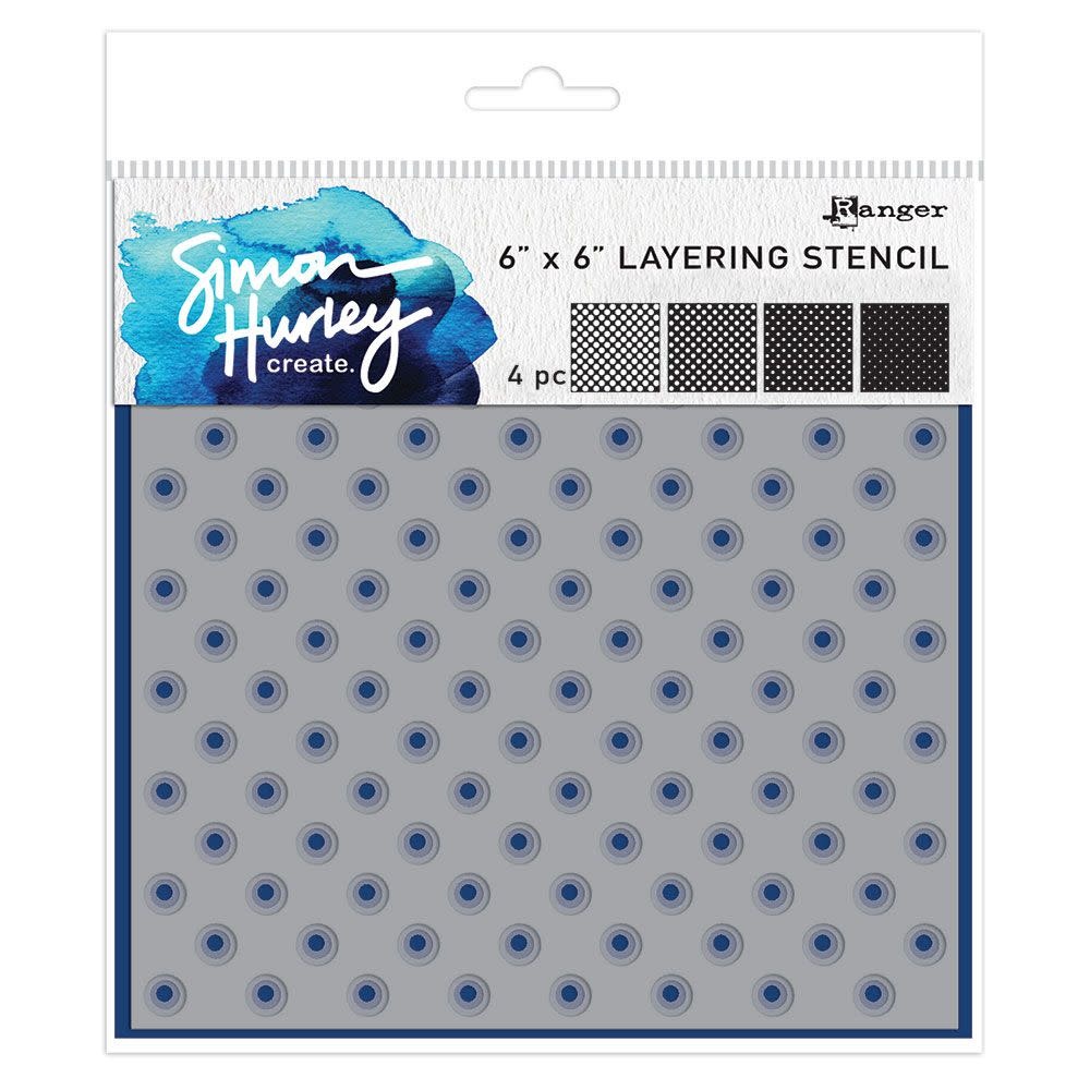 RANGER RANGER SIMON HURLEY POLKA DOTS 6x6 LAYERING STENCIL SET