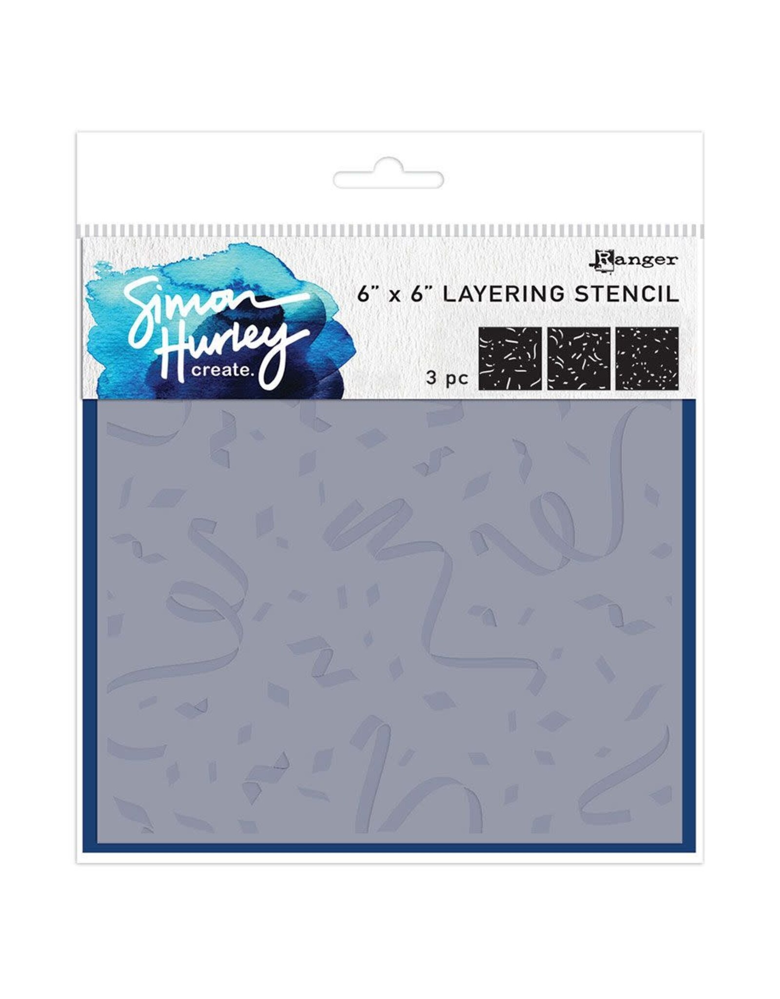 RANGER RANGER SIMON HURLEY CUE THE CONFETTI 6x6 LAYERING STENCIL SET