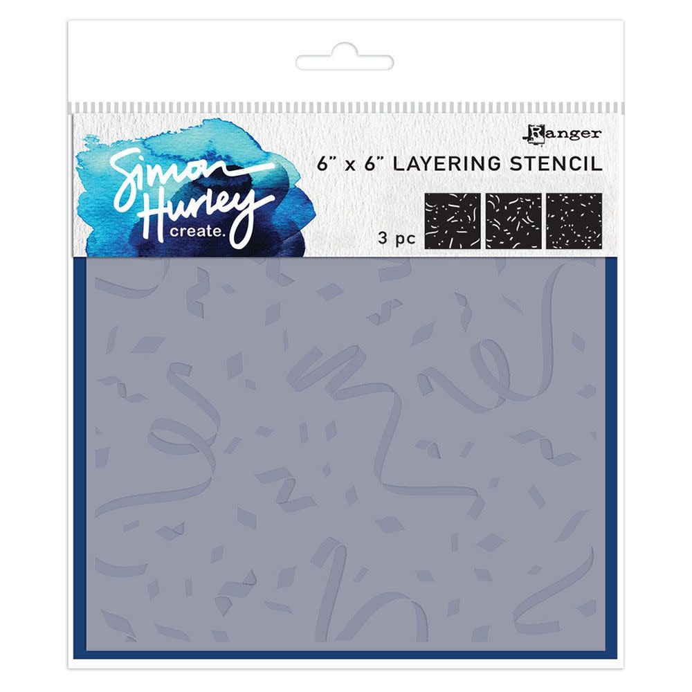 RANGER RANGER SIMON HURLEY CUE THE CONFETTI 6x6 LAYERING STENCIL SET