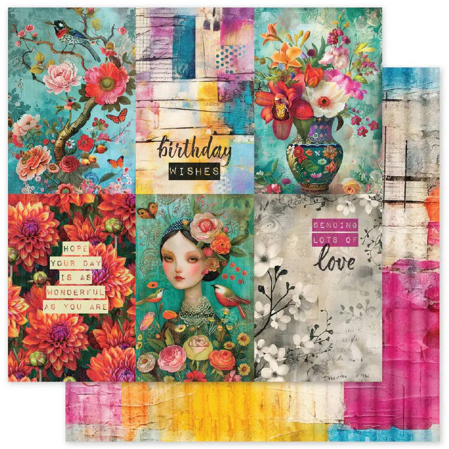 PAPER ROSE PAPER ROSE PORTRAITS IN BLOOM - E 12x12 CARDSTOCK