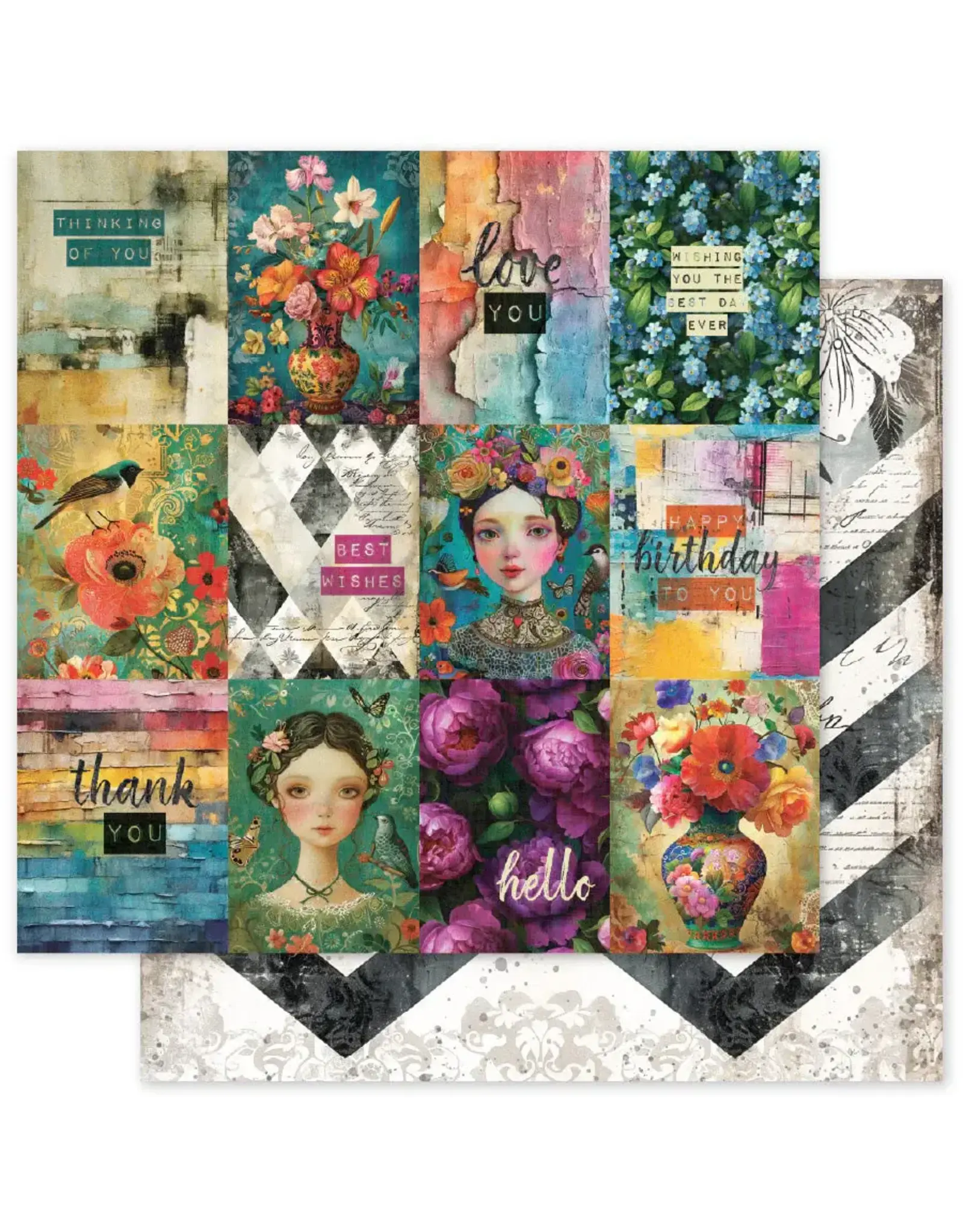 PAPER ROSE PAPER ROSE PORTRAITS IN BLOOM - A 12x12 CARDSTOCK