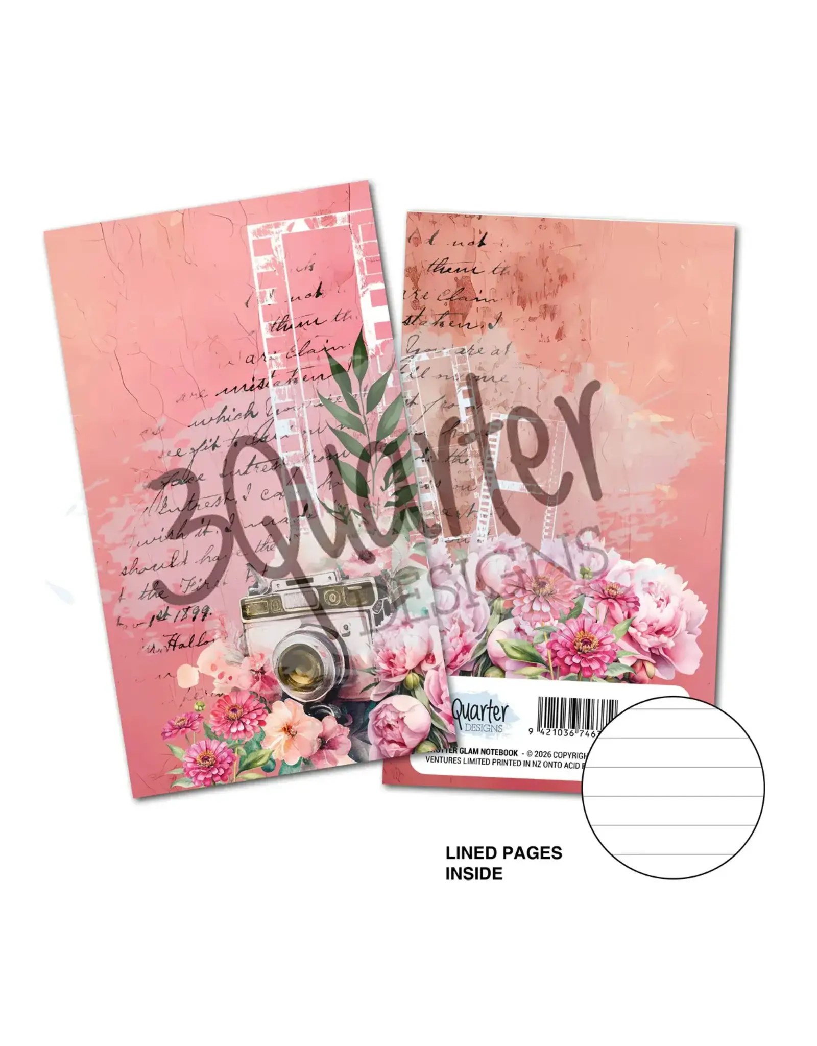 3QUARTER DESIGNS 3QUARTER DESIGNS SHUTTER GLAM MINI NOTEBOOK