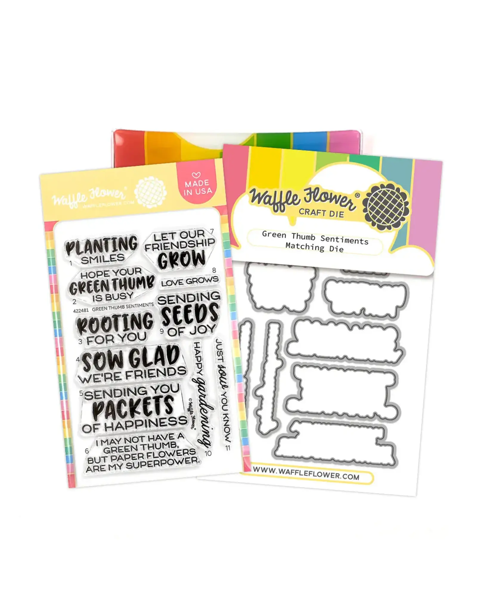 WAFFLE FLOWER WAFFLE FLOWER GREEN THUMB SENTIMENTS CLEAR STAMP SET AND DIE COMBO