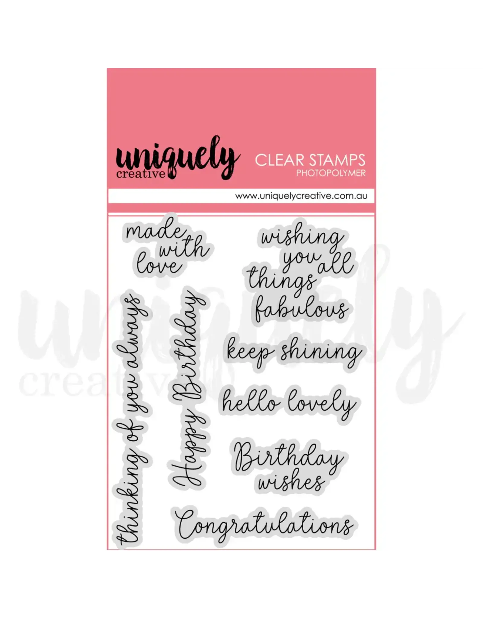 UNIQUELY CREATIVE UNIQUELY CREATIVE CELEBRATION SENTIMENTS CLEAR STAMP SET