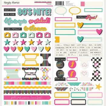 SIMPLE STORIES SIMPLE STORIES TOTALLY 80'S 12x12 CARDSTOCK STICKERS BASICS