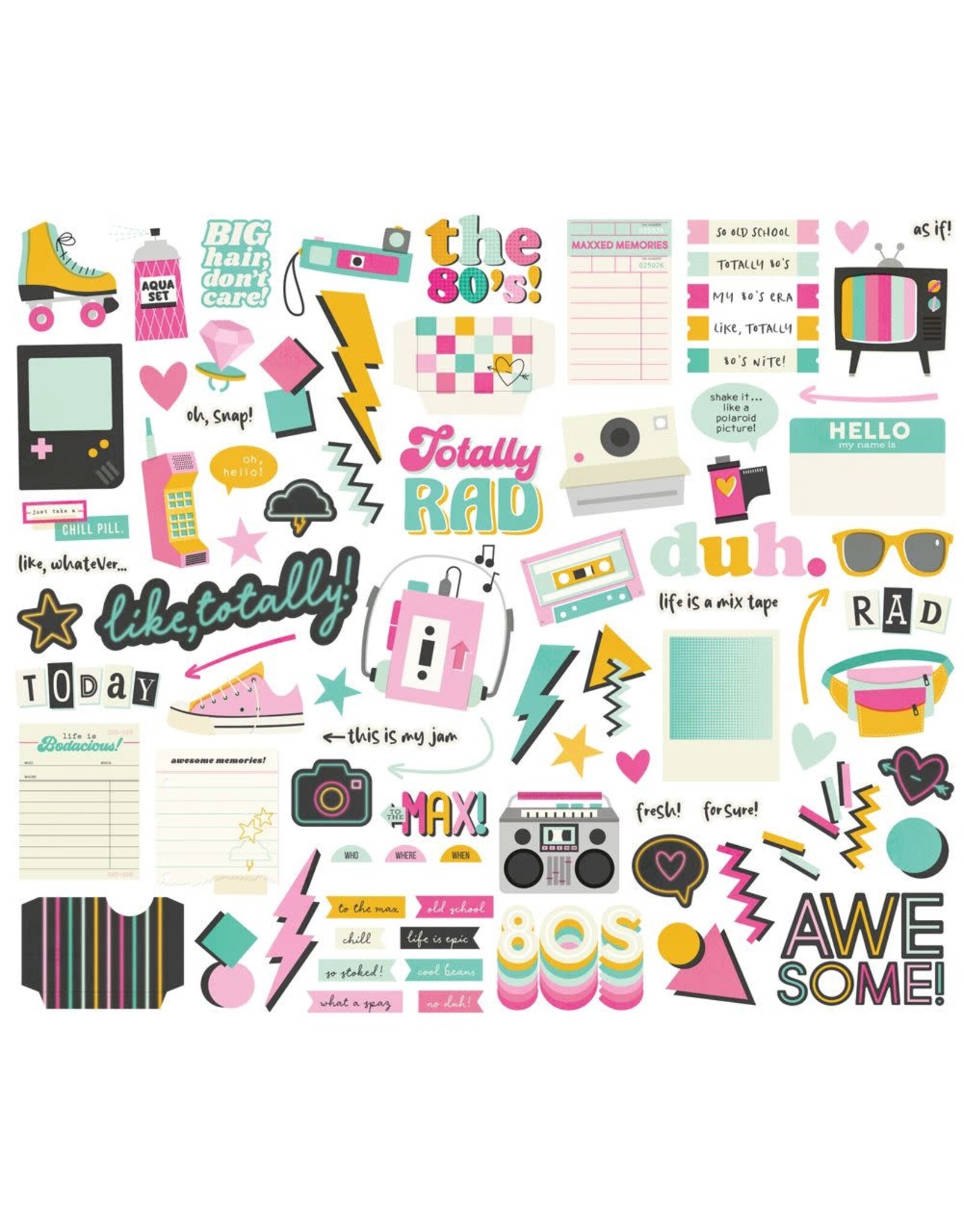 SIMPLE STORIES SIMPLE STORIES TOTALLY 80'S BITS & PIECES 86/PK