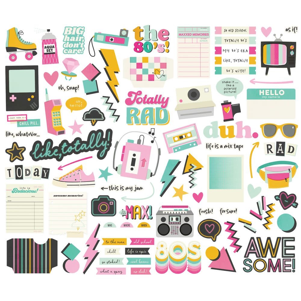 SIMPLE STORIES SIMPLE STORIES TOTALLY 80'S BITS & PIECES 86/PK
