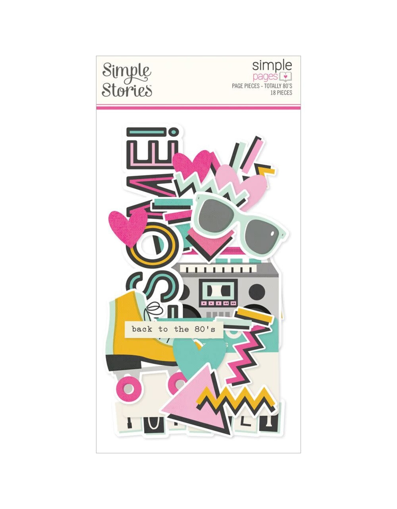 SIMPLE STORIES SIMPLE STORIES SIMPLE PAGES TOTALLY 80'S PAGE PIECES 18/PK