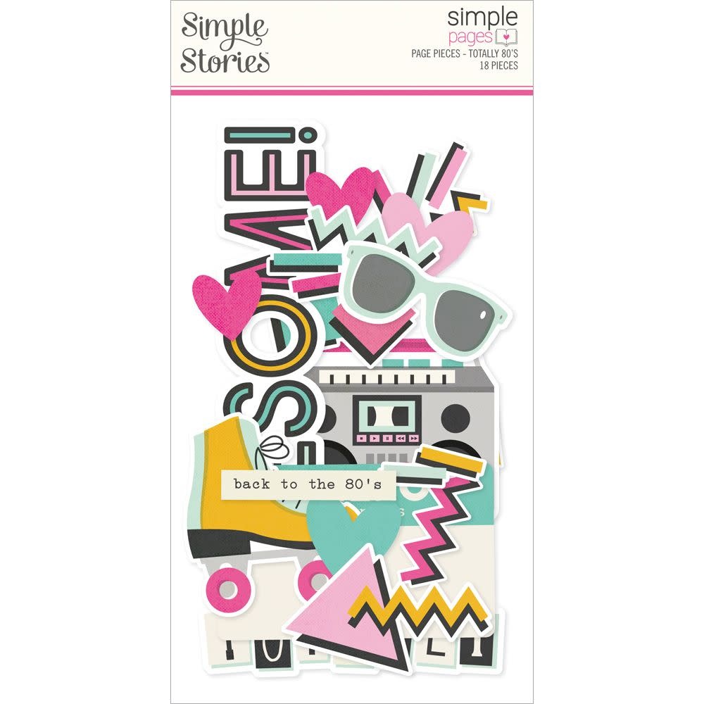 SIMPLE STORIES SIMPLE STORIES SIMPLE PAGES TOTALLY 80'S PAGE PIECES 18/PK