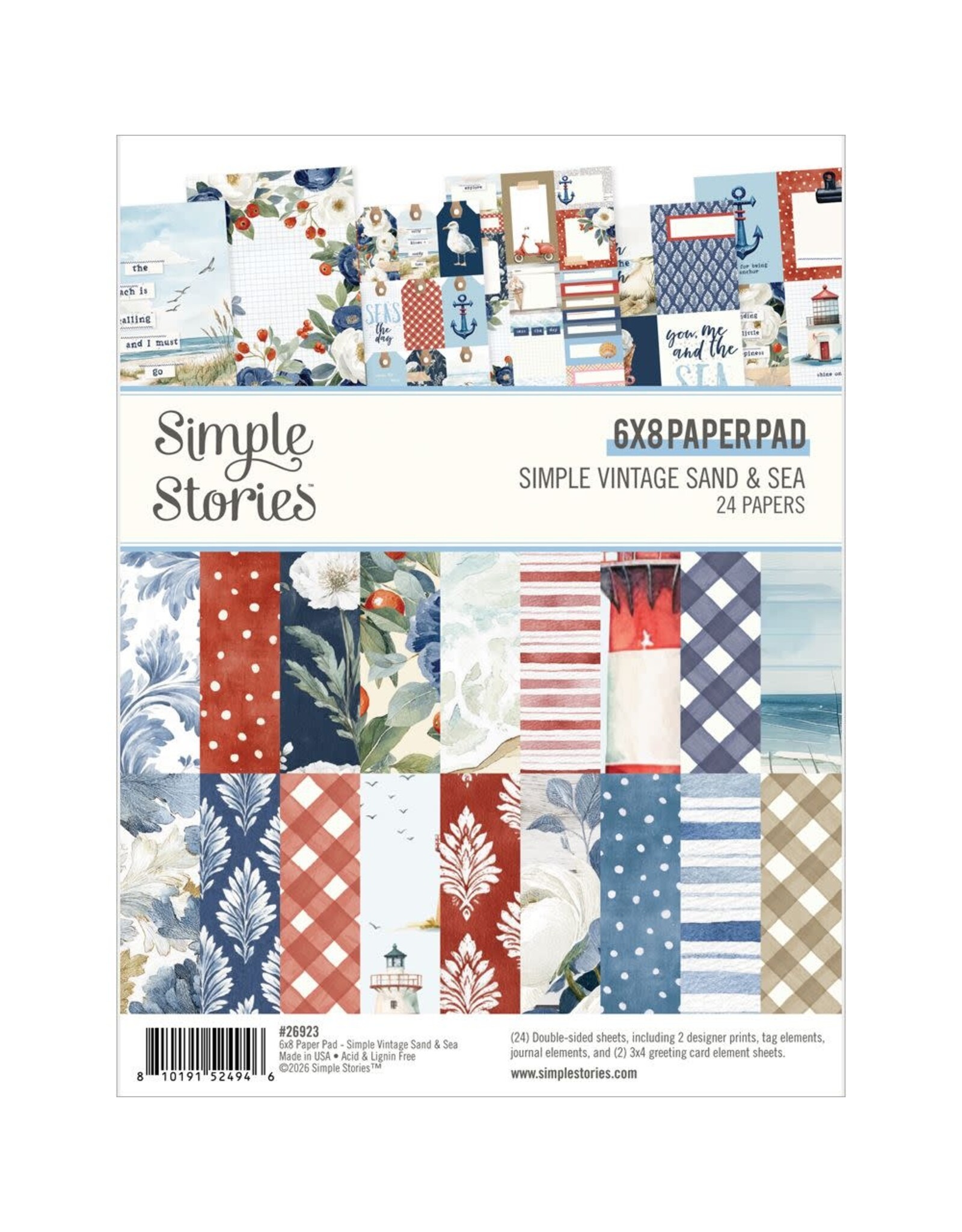 SIMPLE STORIES SIMPLE STORIES VINTAGE SAND & SEA 6x8 PAPER PAD 24 SHEETS