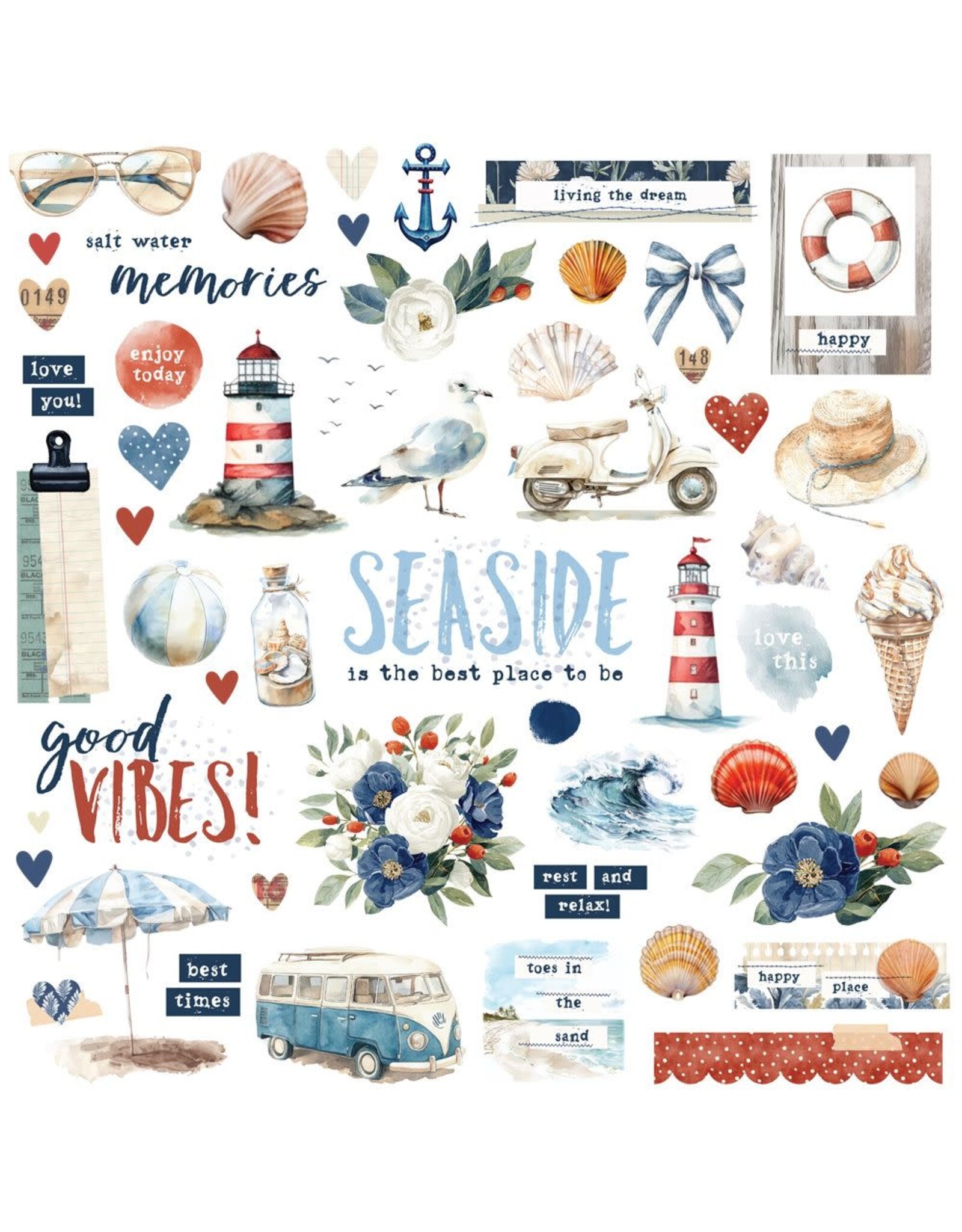 SIMPLE STORIES SIMPLE STORIES VINTAGE SAND & SEA CHIPBOARD PIECES 56/PK