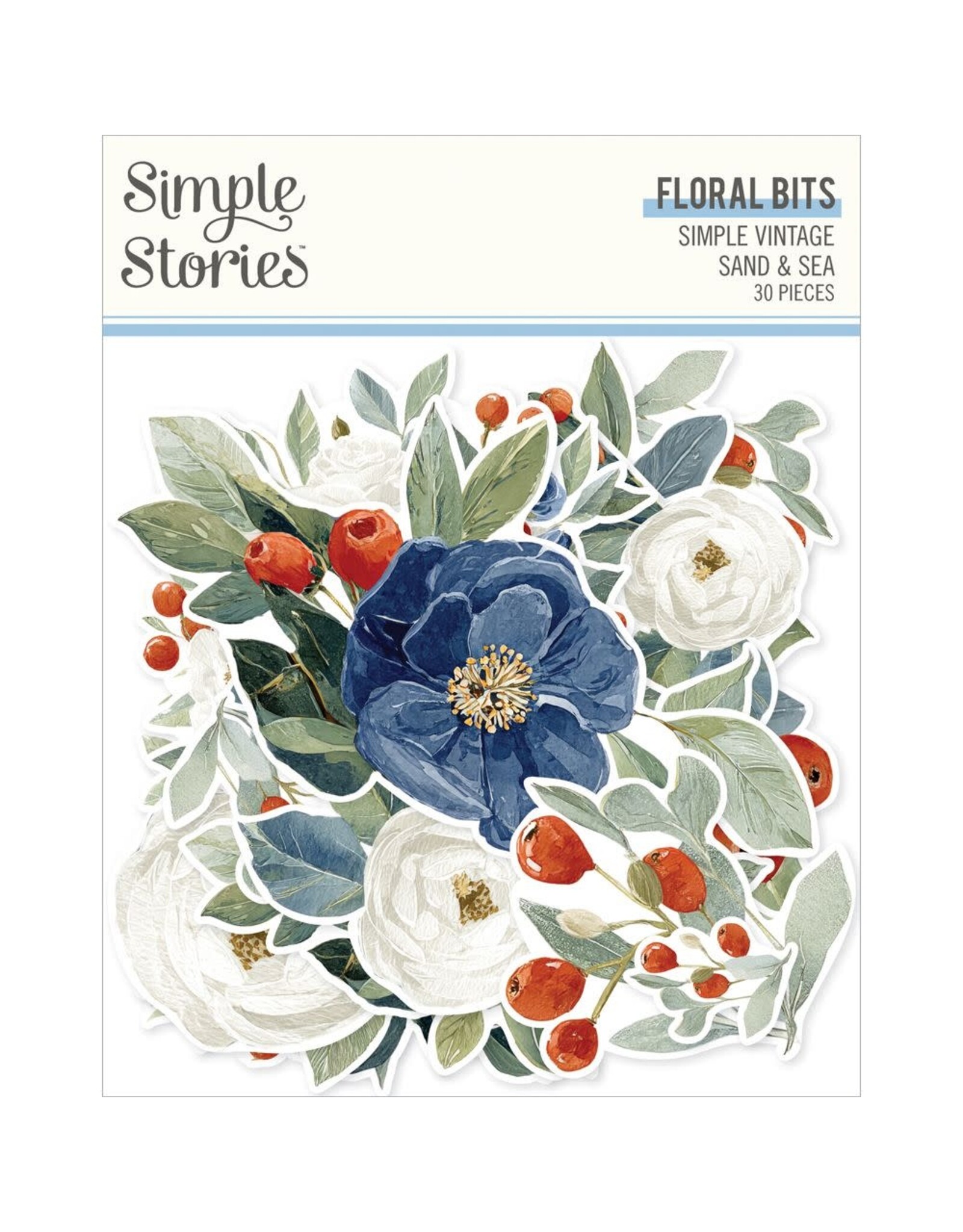 SIMPLE STORIES SIMPLE STORIES VINTAGE SAND & SEA FLORAL BITS & PIECES 30/PK