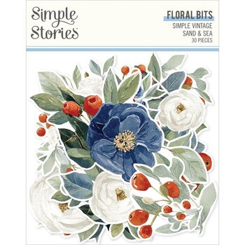 SIMPLE STORIES SIMPLE STORIES VINTAGE SAND & SEA FLORAL BITS & PIECES 30/PK