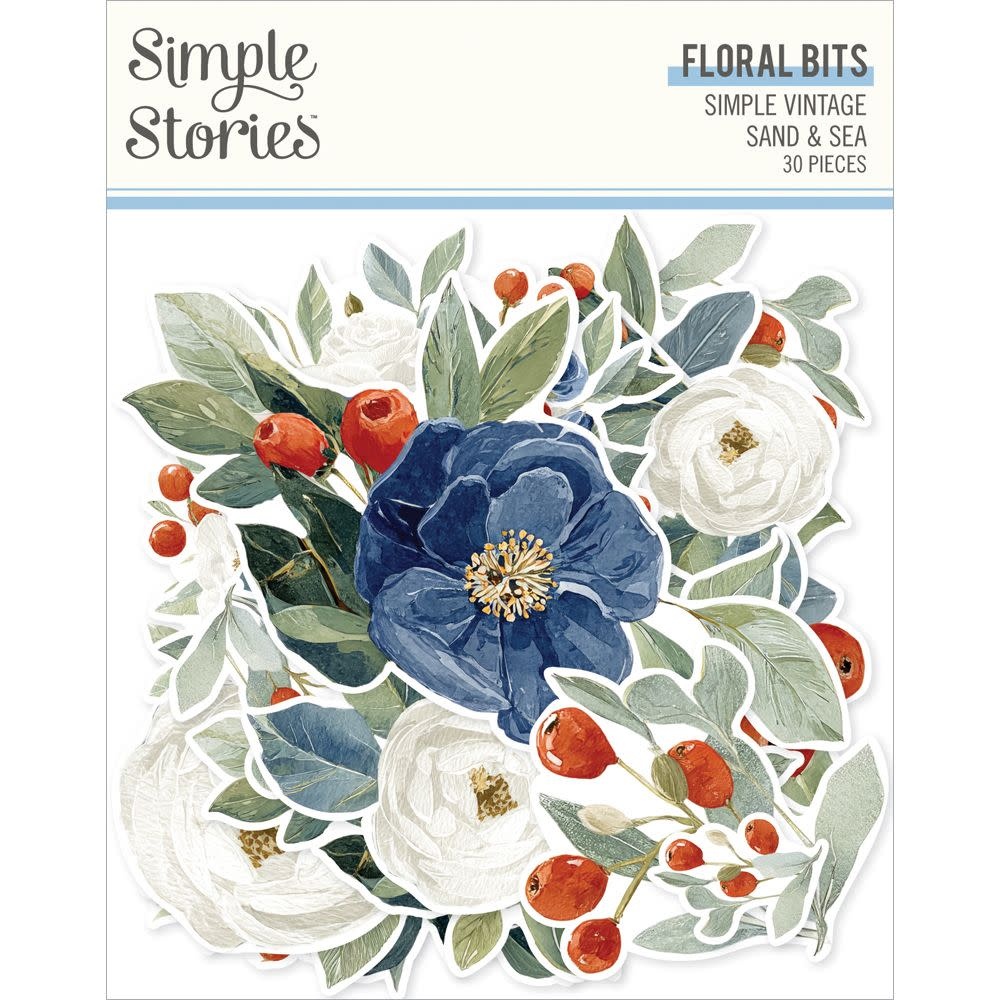 SIMPLE STORIES SIMPLE STORIES VINTAGE SAND & SEA FLORAL BITS & PIECES 30/PK