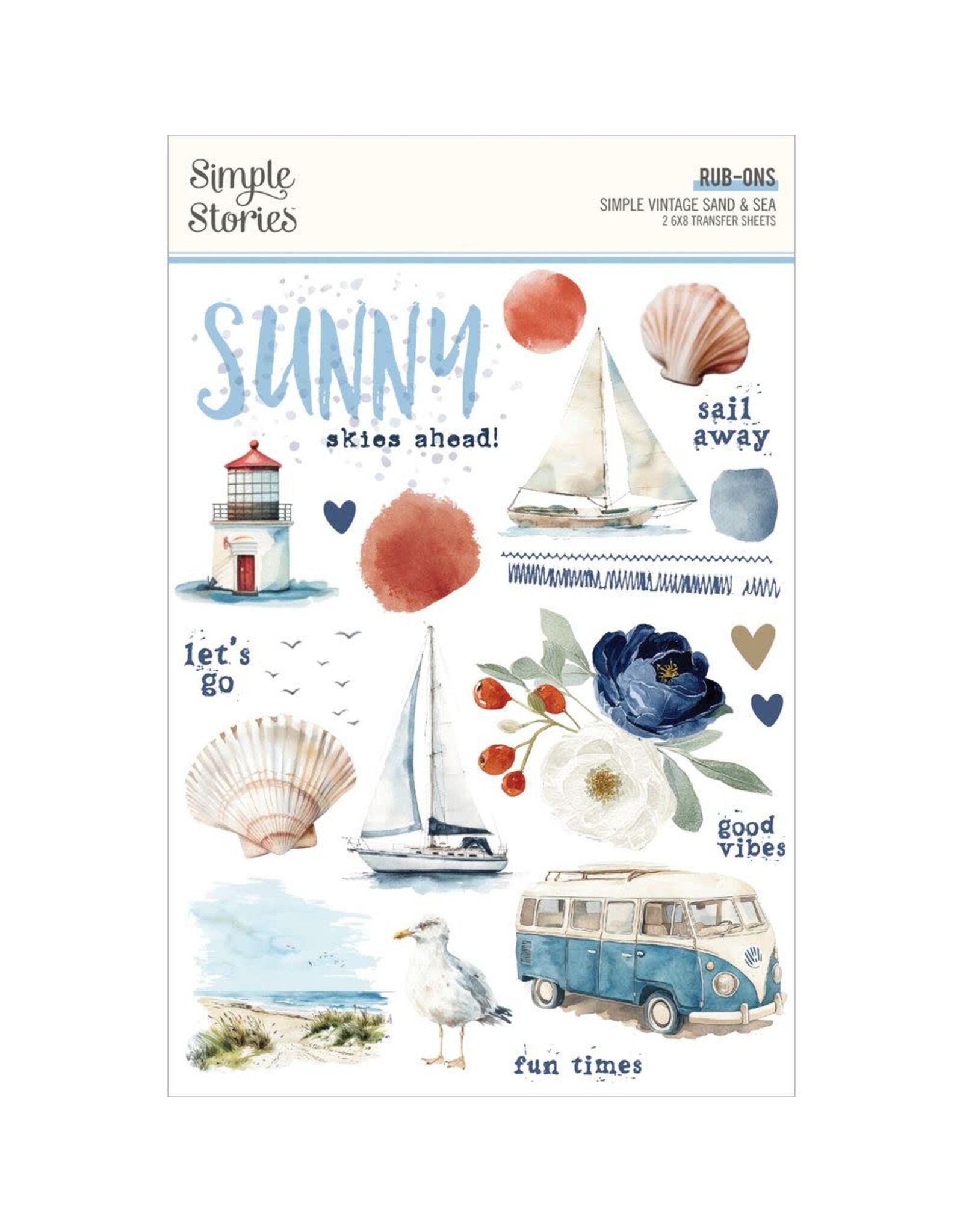 SIMPLE STORIES SIMPLE STORIES VINTAGE SAND & SEA 6x8 RUB-ONS 2/PK