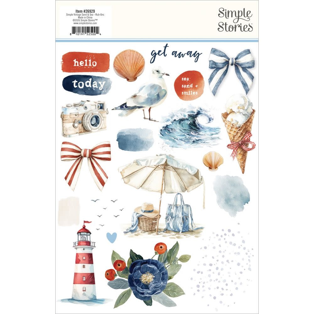 SIMPLE STORIES SIMPLE STORIES VINTAGE SAND & SEA 6x8 RUB-ONS 2/PK
