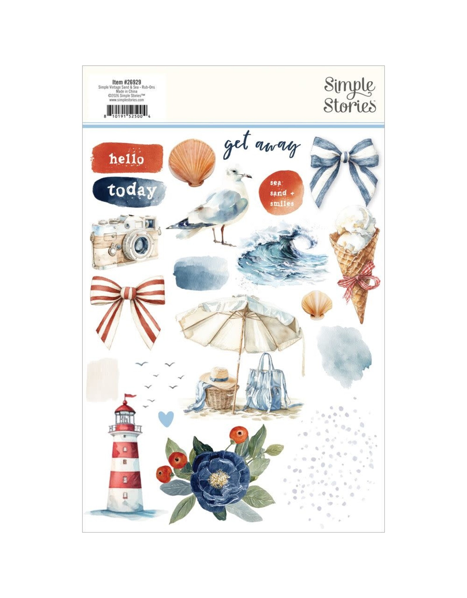 SIMPLE STORIES SIMPLE STORIES VINTAGE SAND & SEA 6x8 RUB-ONS 2/PK