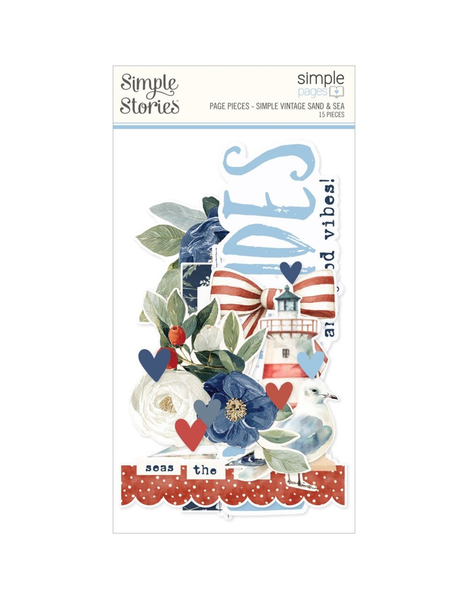 SIMPLE STORIES SIMPLE STORIES SIMPLE PAGES VINTAGE SAND & SEA PAGE PIECES 15/PK