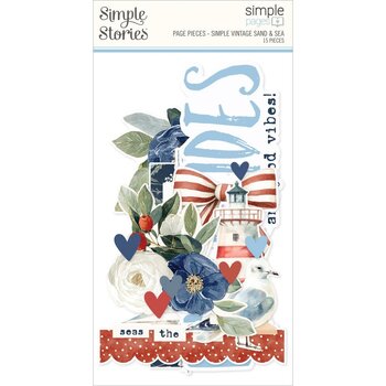 SIMPLE STORIES SIMPLE STORIES SIMPLE PAGES VINTAGE SAND & SEA PAGE PIECES 15/PK