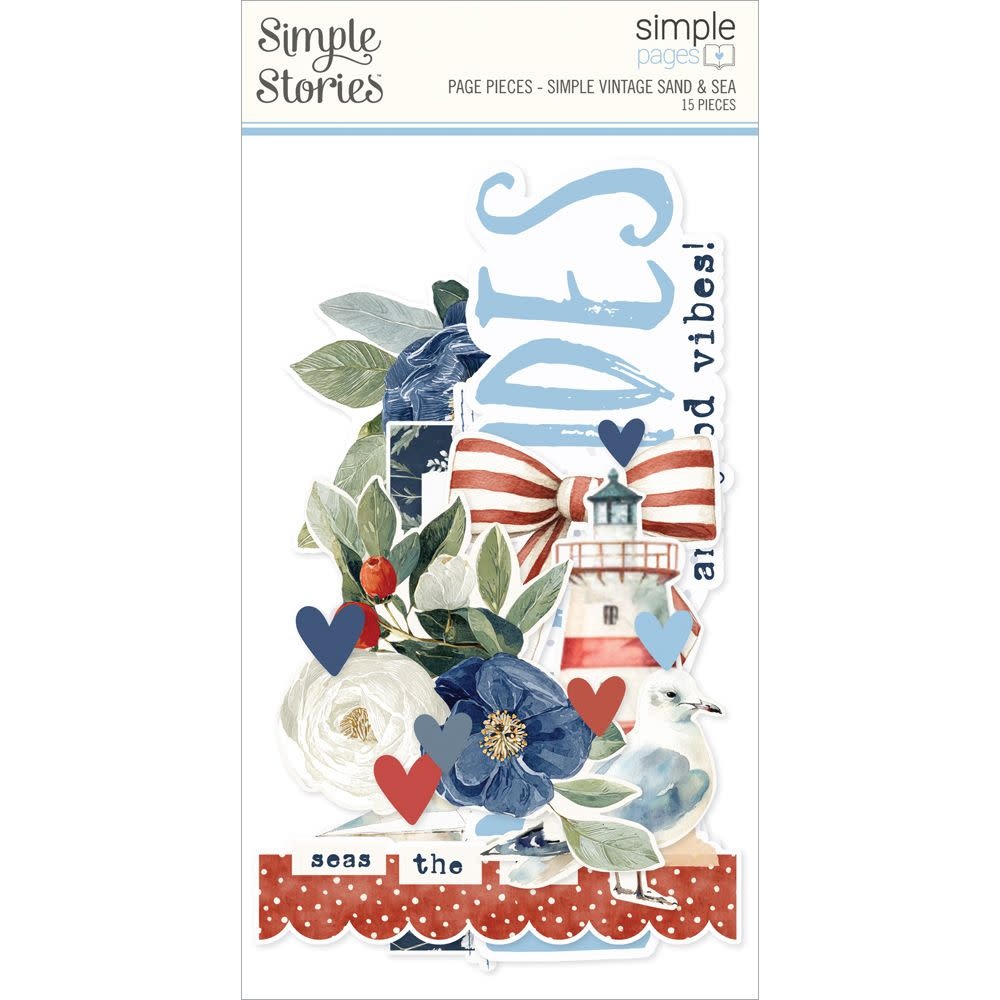 SIMPLE STORIES SIMPLE STORIES SIMPLE PAGES VINTAGE SAND & SEA PAGE PIECES 15/PK