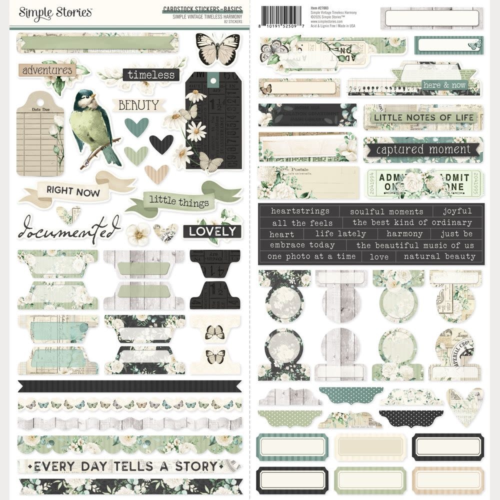 SIMPLE STORIES SIMPLE STORIES VINTAGE TIMELESS HARMONY 12x12 CARDSTOCK STICKERS BASICS