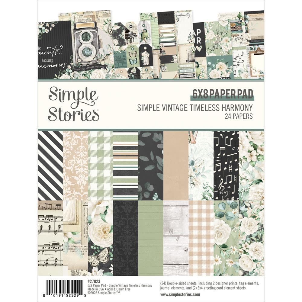 SIMPLE STORIES SIMPLE STORIES VINTAGE TIMELESS HARMONY 6x8 PAPER PAD 24 SHEETS