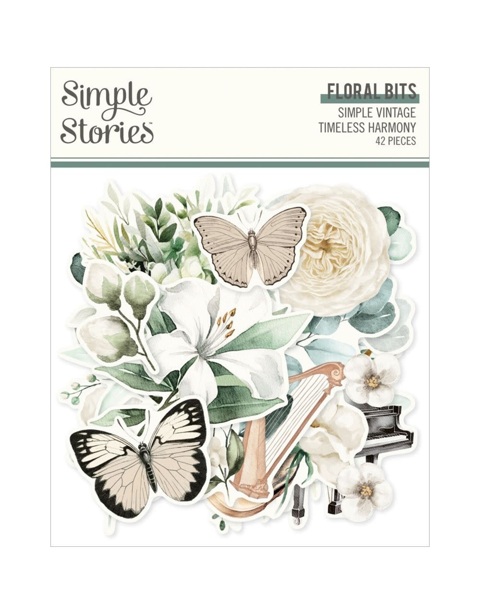 SIMPLE STORIES SIMPLE STORIES VINTAGE TIMELESS HARMONY FLORAL BITS & PIECES 42/PK